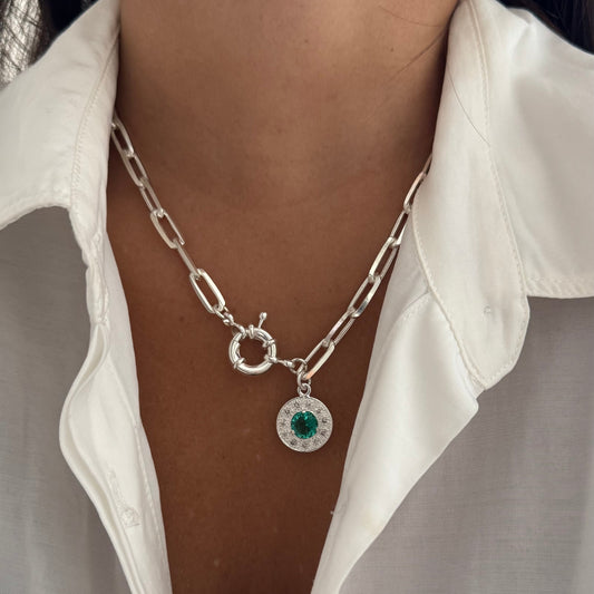 CADENA MARTA TURMALINA 40CM PLATA