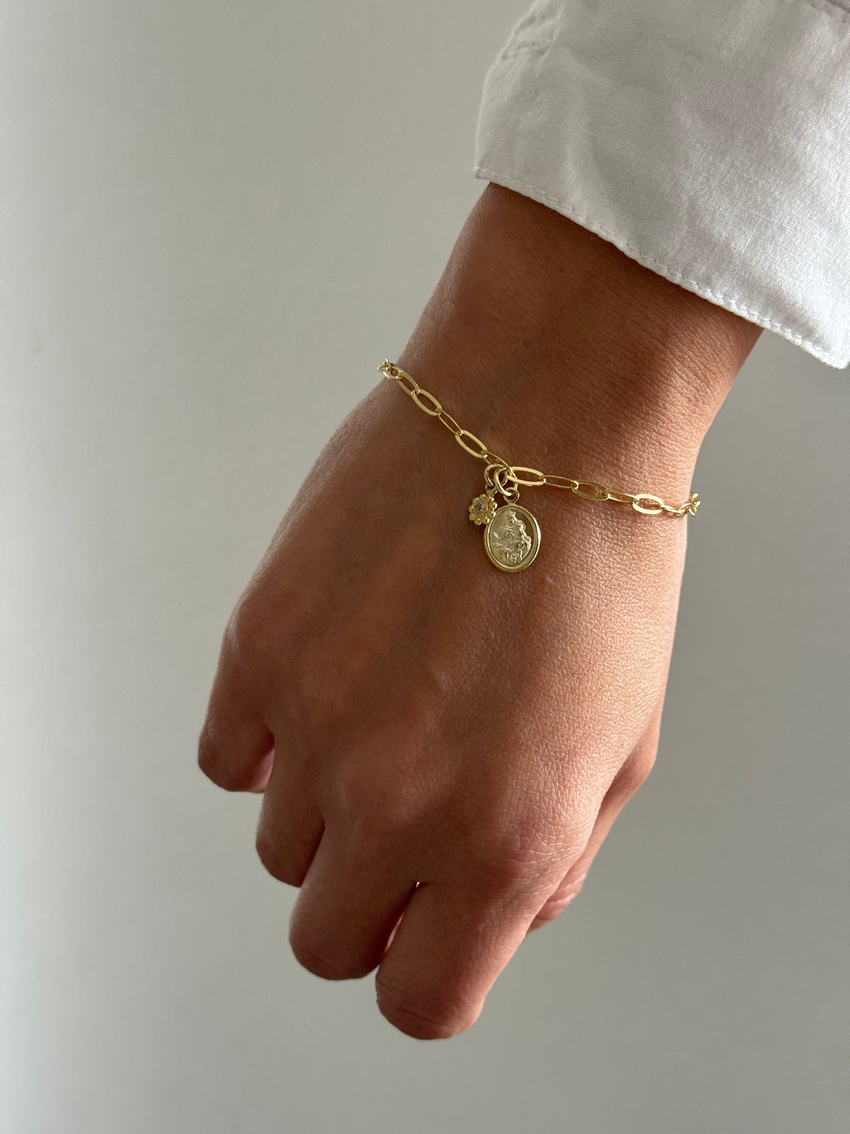 PULSERA NUESTRA SEÑORA DEL CARMEN 16CM ORO