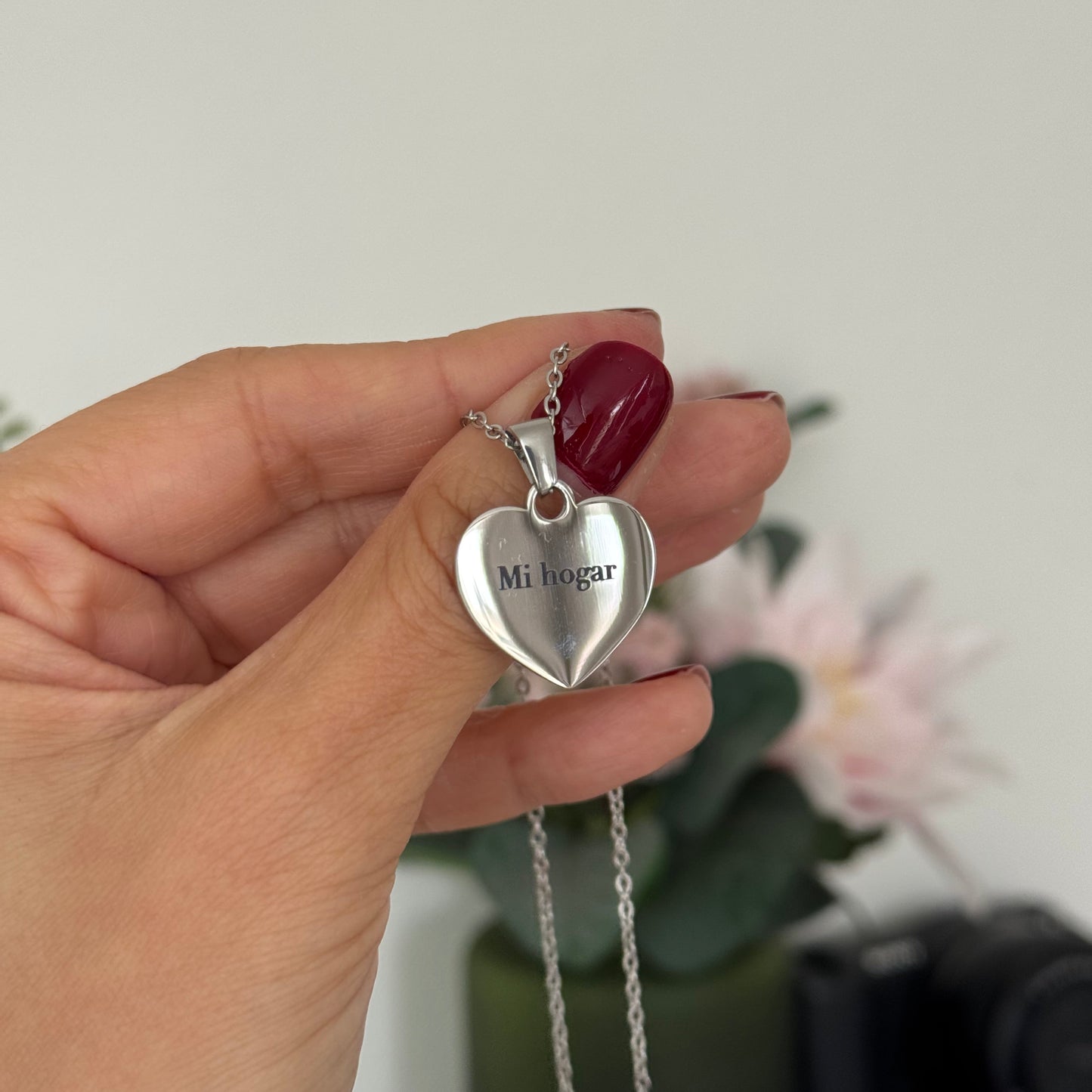 COLLAR CORAZÓN GRABADO PLATA 20MM