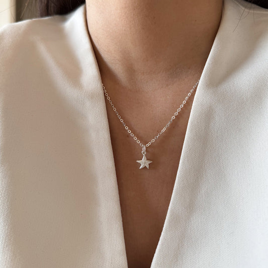 COLLAR ESTRELLA DE MAR 40CM PLATA