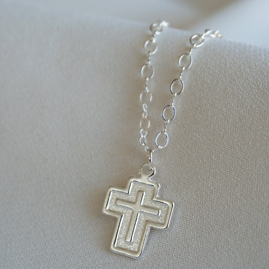 COLLAR CRUZ MEDIANA 45CM PLATA
