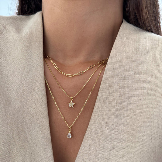 COLLAR PUNTO DE LUZ GOTA 45CM ORO