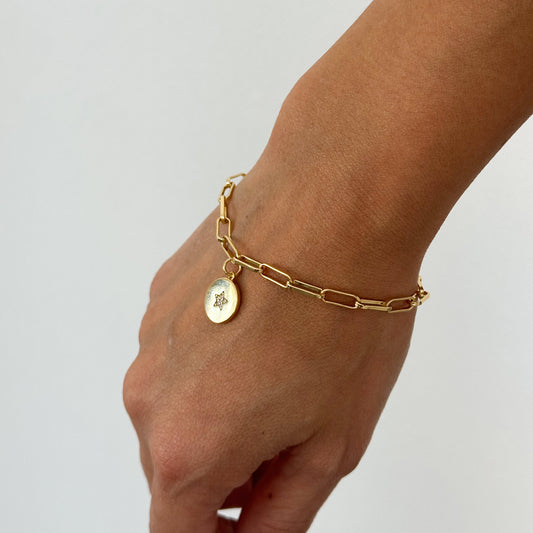 PULSERA ESLABÓN ESTRELLA 16CM ORO
