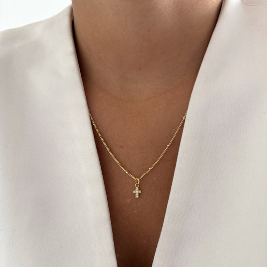 COLLAR CRUZ CIRCÓN 45CM ORO