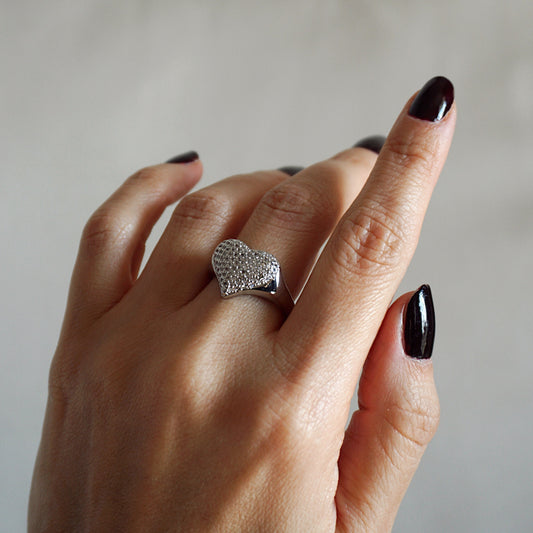 ANILLO CORAZÓN PLATA