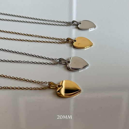 COLLAR CORAZÓN GRABADO PLATA 20MM