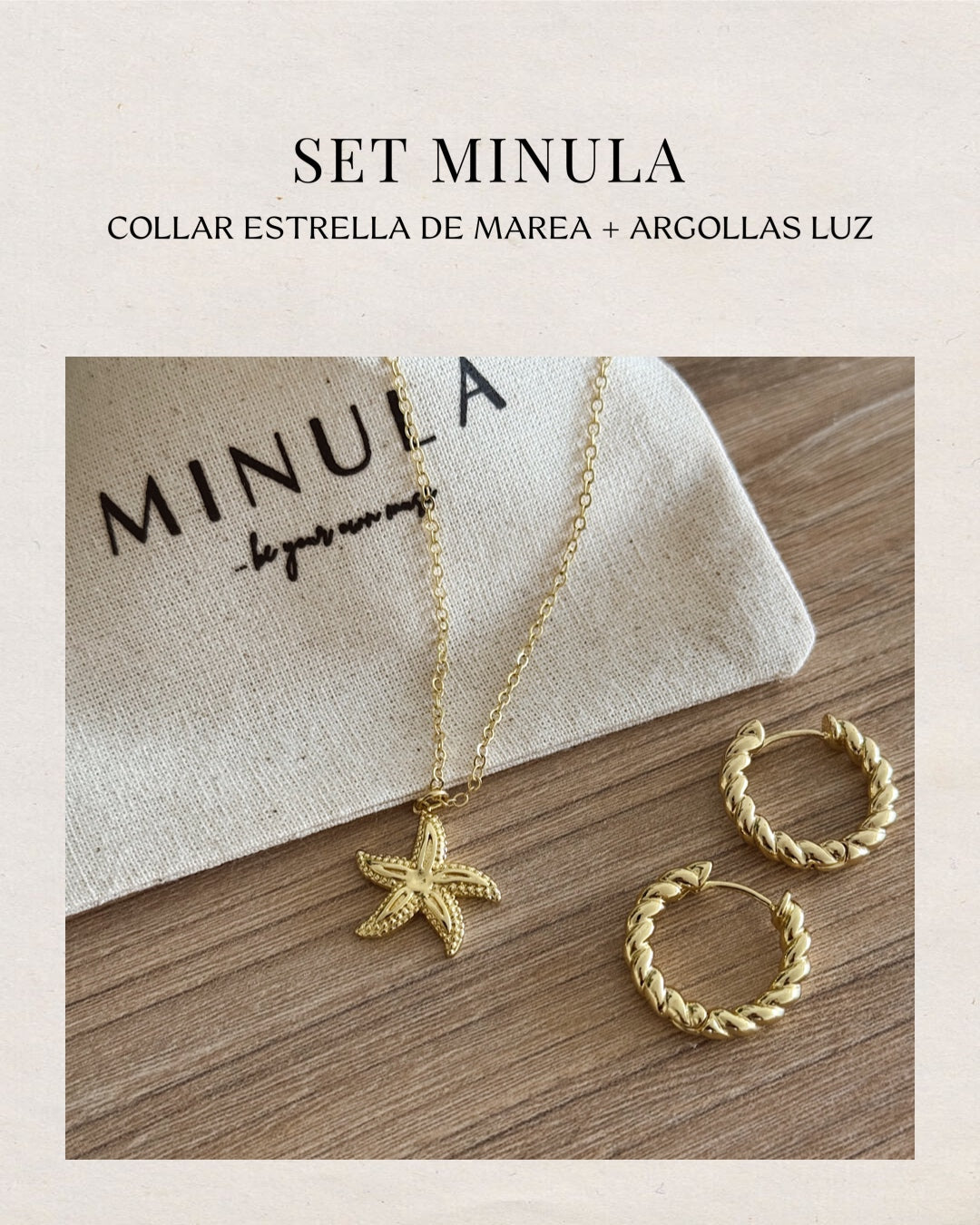 SET COLLAR ESTRELLA DE MAREA + ARGOLLAS LUZ