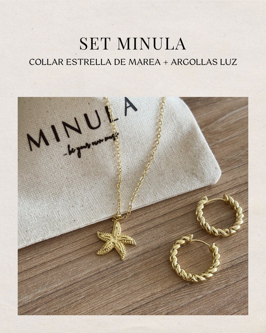 SET COLLAR ESTRELLA DE MAREA + ARGOLLAS LUZ