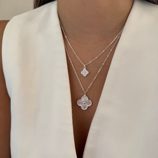 SET COLLARES CLOVER PLATA