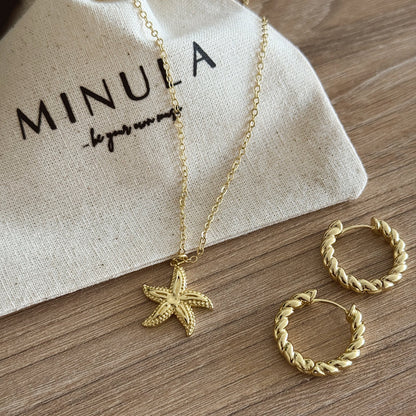 SET COLLAR ESTRELLA DE MAREA + ARGOLLAS LUZ