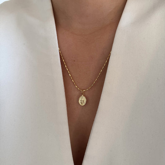 COLLAR VIRGEN MILAGROS ORO 45CM
