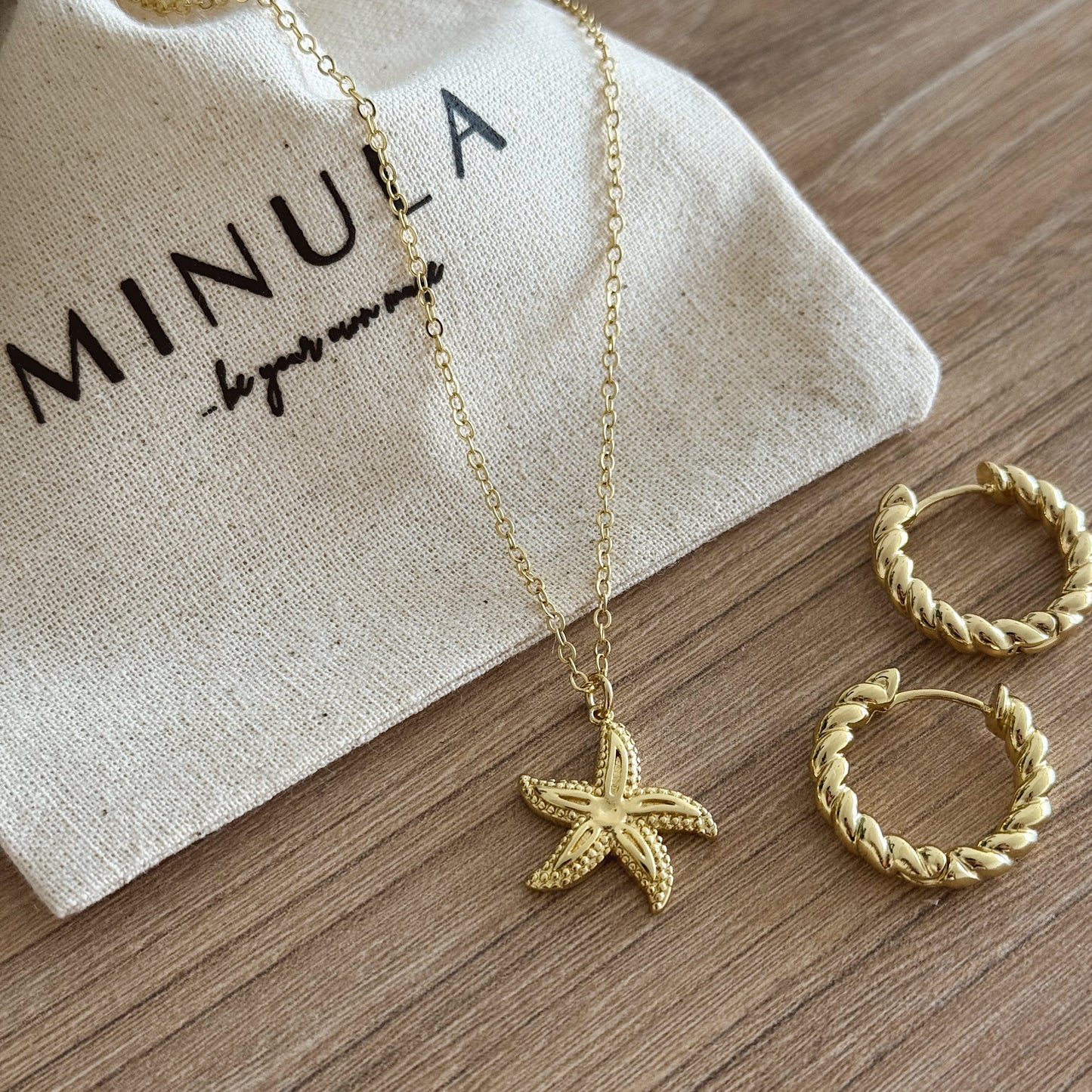 SET COLLAR ESTRELLA DE MAREA + ARGOLLAS LUZ