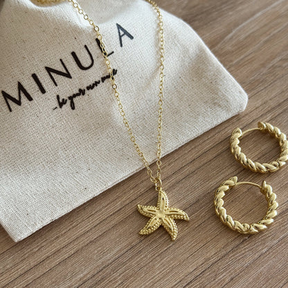 SET COLLAR ESTRELLA DE MAREA + ARGOLLAS LUZ