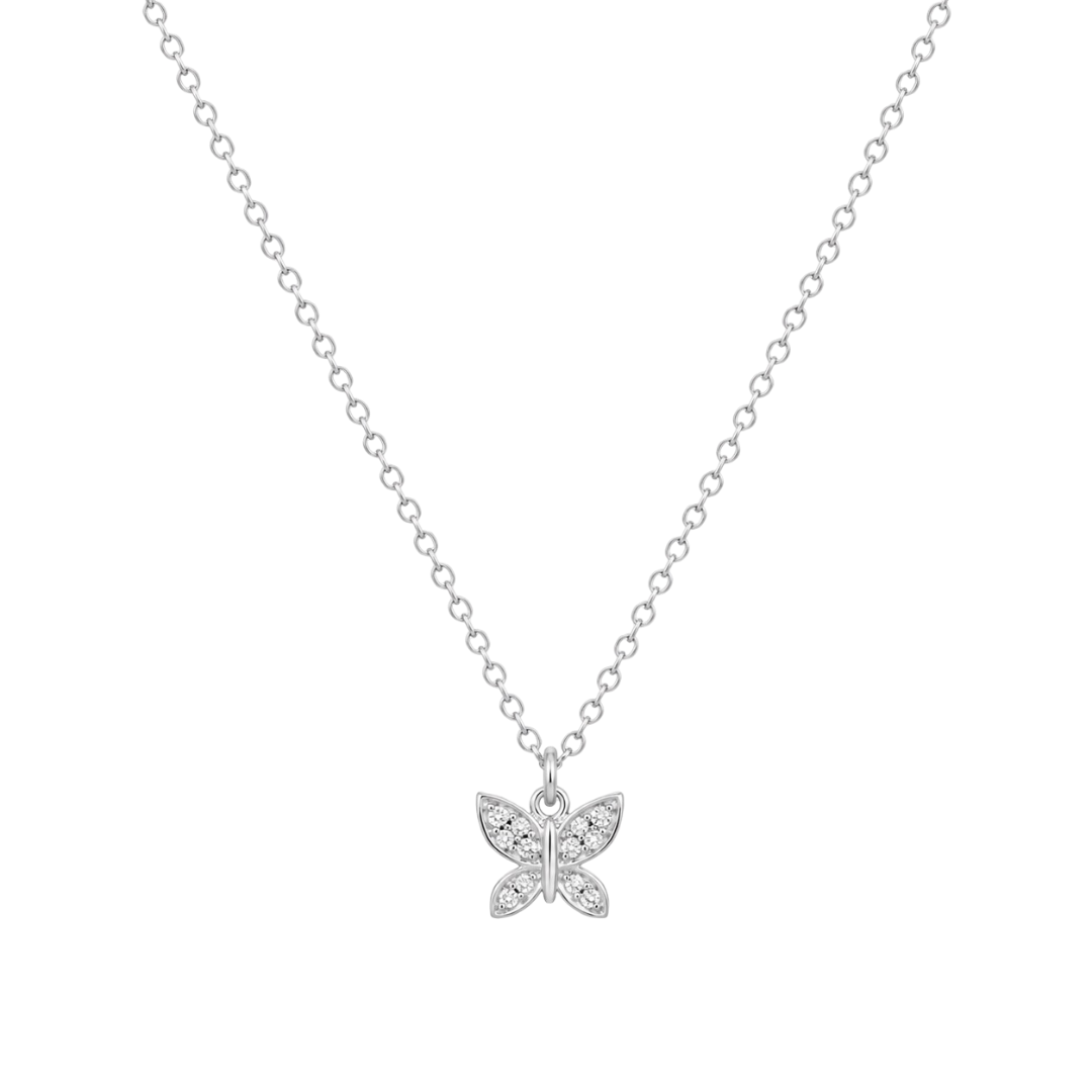 COLLAR MARIPOSA 45CM PLATA