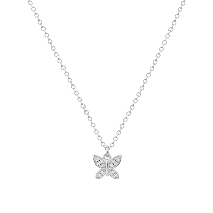 COLLAR MARIPOSA 45CM PLATA
