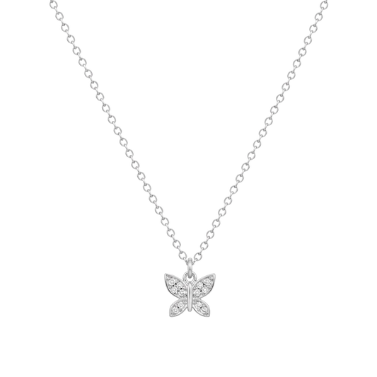 COLLAR MARIPOSA 45CM PLATA