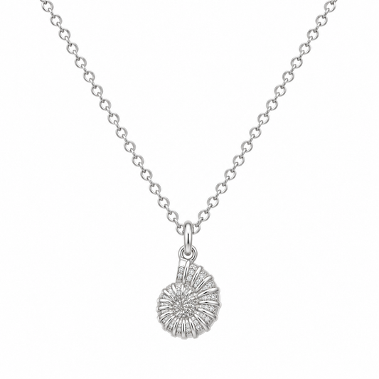 COLLAR CARACOL DE MAR 40CM PLATA