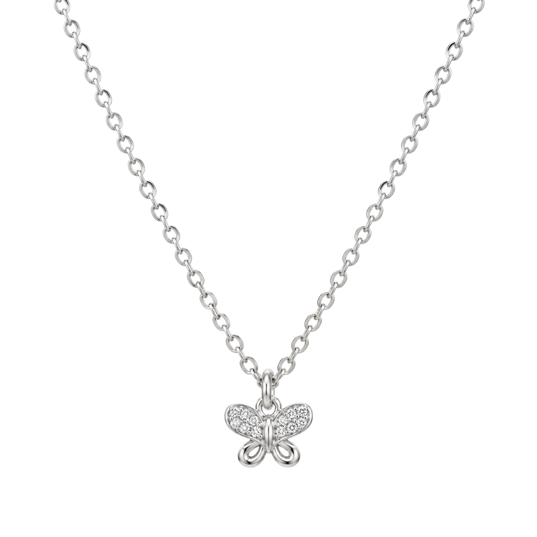 COLLAR MARIPOSA 40CM PLATA