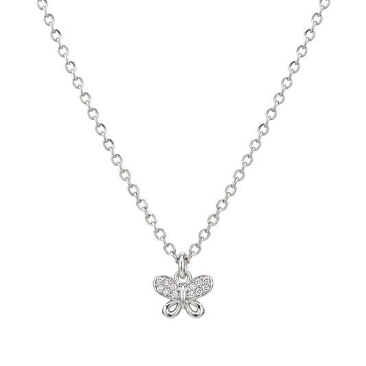 COLLAR MARIPOSA 40CM PLATA
