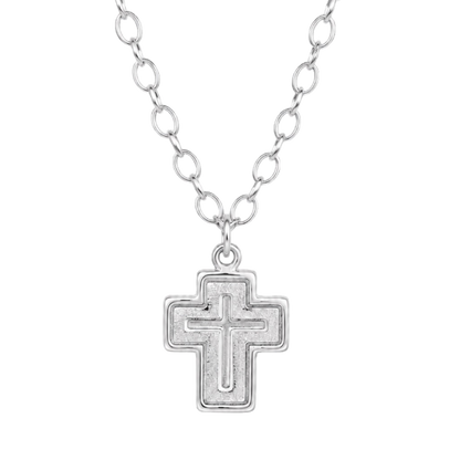 COLLAR CRUZ MEDIANA 45CM PLATA