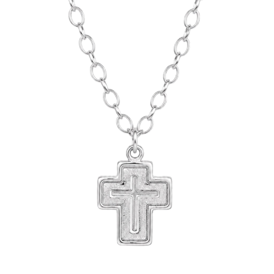 COLLAR CRUZ MEDIANA 45CM PLATA