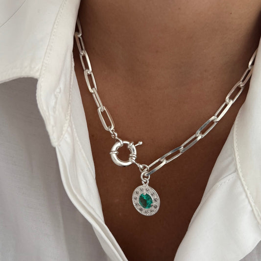 CADENA MARTA TURMALINA 40CM PLATA