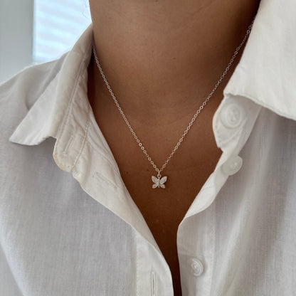 COLLAR MARIPOSA 45CM PLATA