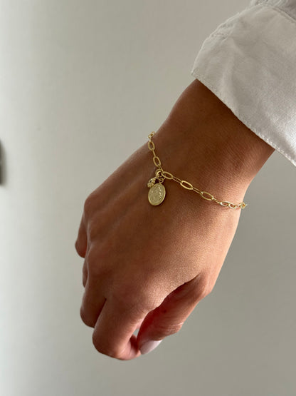 PULSERA NUESTRA SEÑORA DEL CARMEN 16CM  ORO