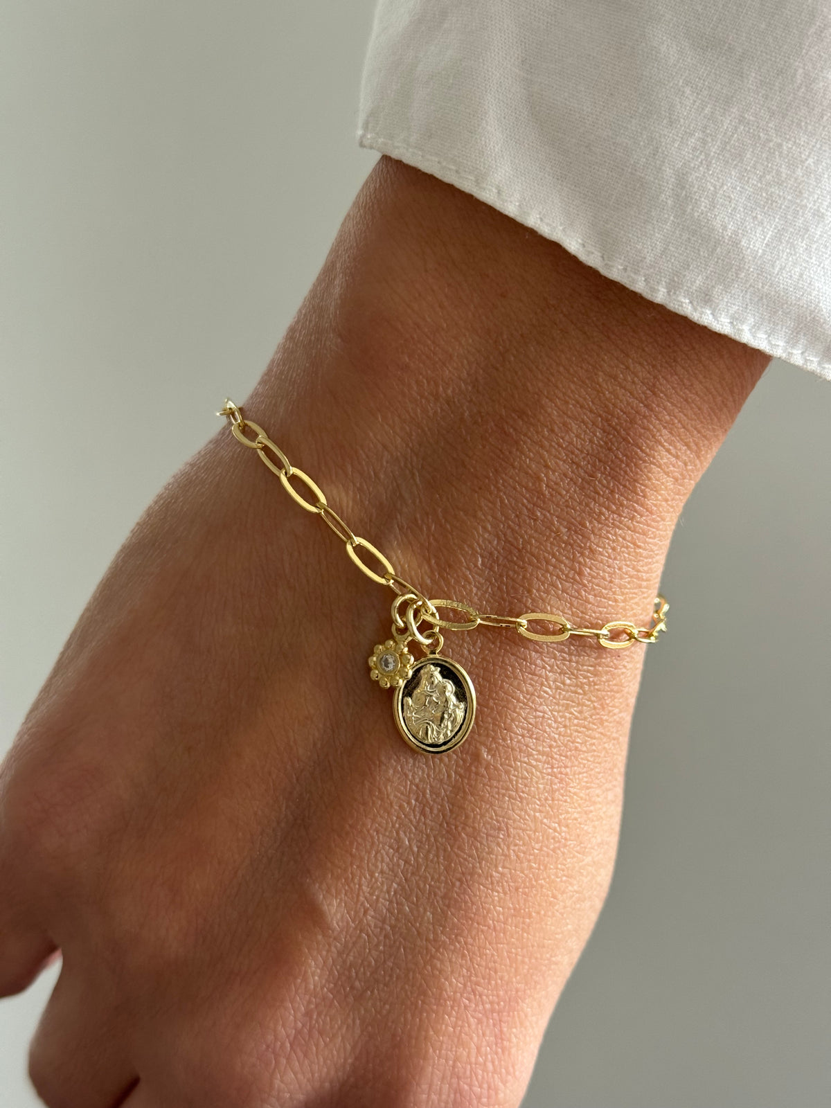 PULSERA NUESTRA SEÑORA DEL CARMEN 16CM  ORO