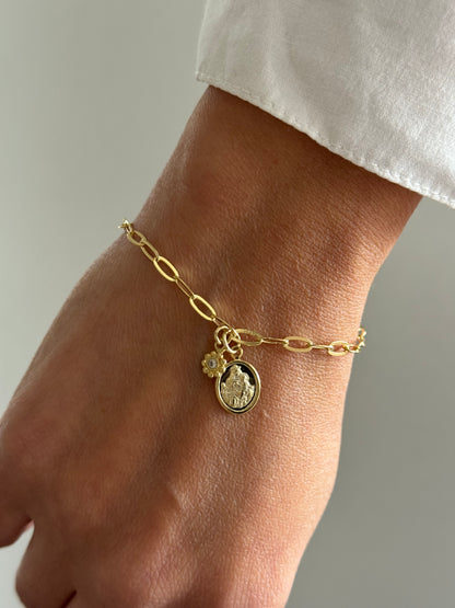 PULSERA NUESTRA SEÑORA DEL CARMEN 16CM  ORO