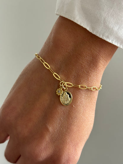 PULSERA NUESTRA SEÑORA DEL CARMEN 16CM  ORO