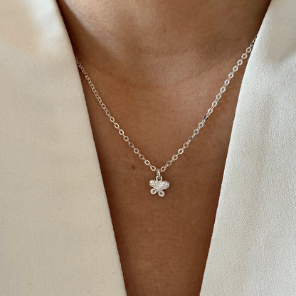 COLLAR MARIPOSA 40CM PLATA