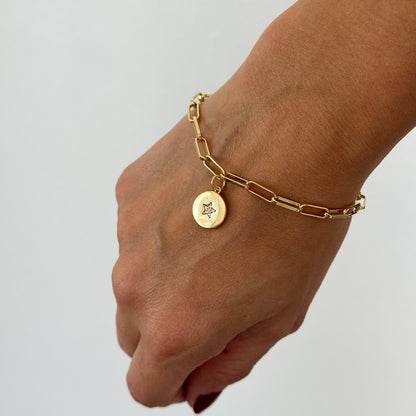 PULSERA ESLABÓN ESTRELLA 16CM ORO
