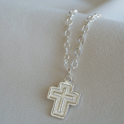 COLLAR CRUZ MEDIANA 45CM PLATA