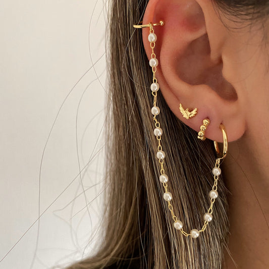 EAR CUFF PEARL ORO