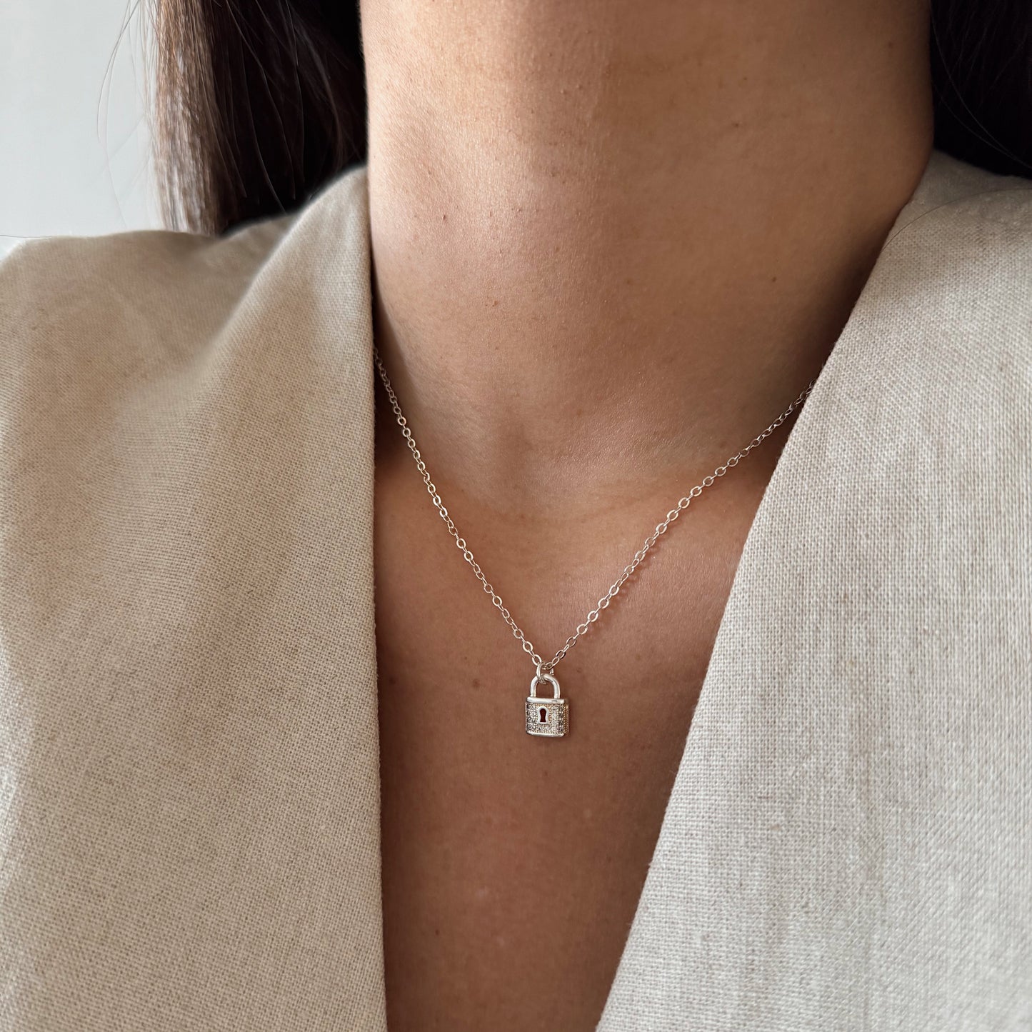 COLLAR CANDADO 45CM PLATA