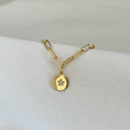 PULSERA ESLABÓN ESTRELLA 16CM ORO