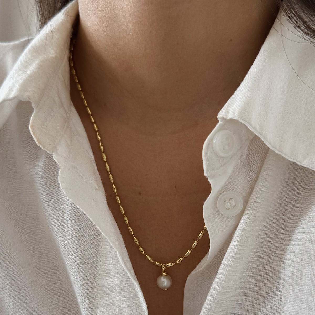 COLLAR LAUREN PERLA DE RÍO 45CM