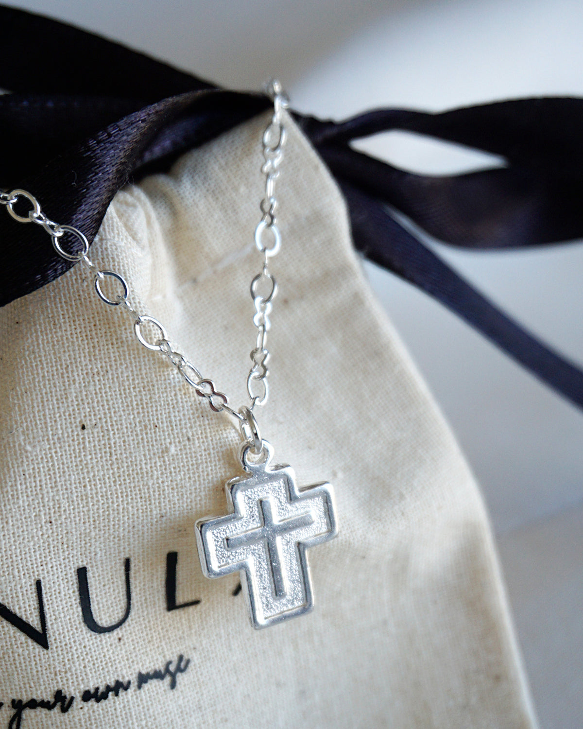 COLLAR CRUZ MEDIANA 45CM PLATA