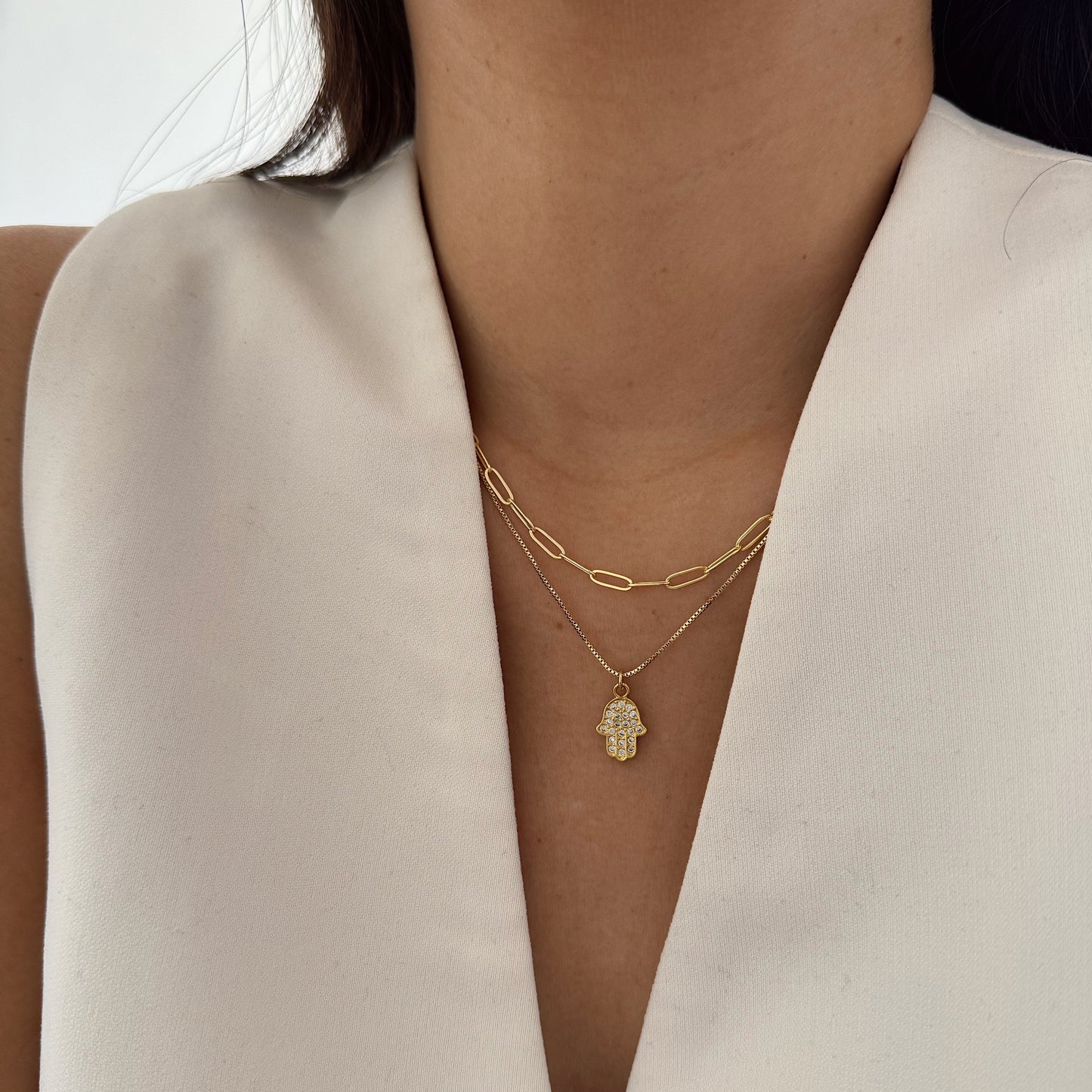 COLLAR MANO DE FÁTIMA 45CM ORO