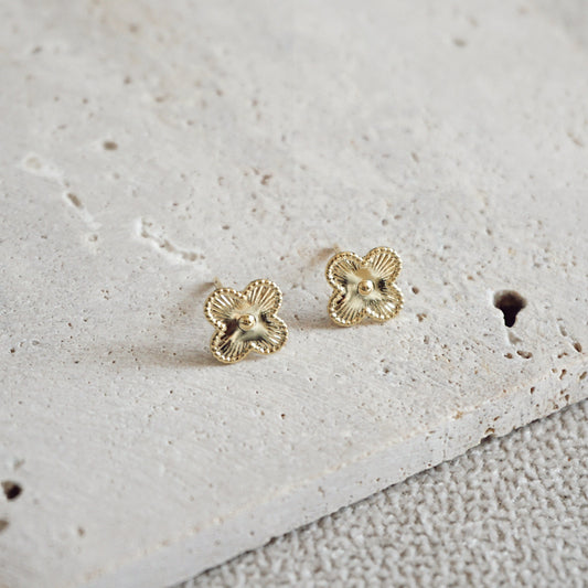 PENDIENTES MINI TRÉBOL ORO