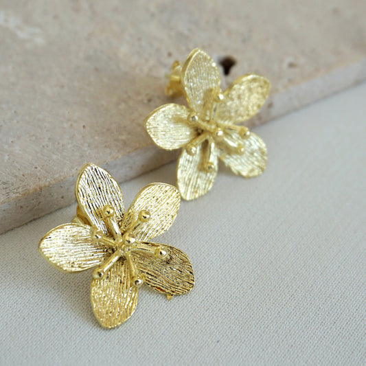 AROS FLORES ORO 30MM