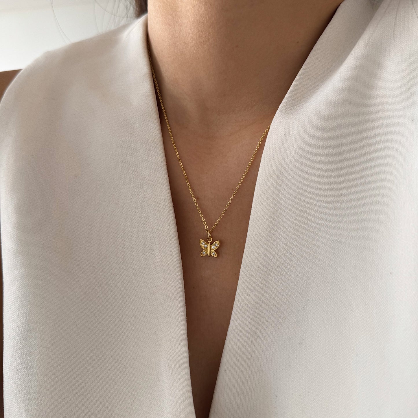 COLLAR MARIPOSA CIRCÓN 45CM ORO