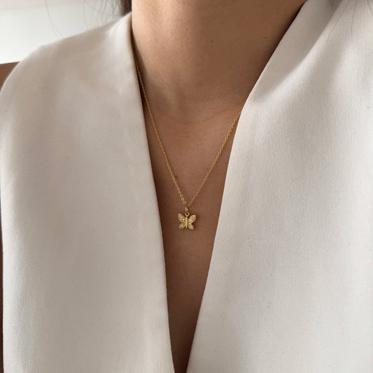 COLLAR MARIPOSA CIRCÓN 45CM ORO
