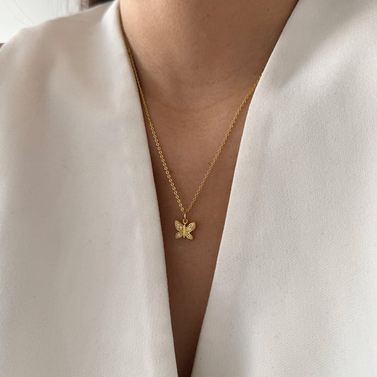 COLLAR MARIPOSA CIRCÓN 45CM ORO